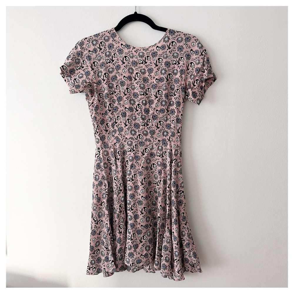 Sandro Dress Rusy Pink peace/love print size 1/S - Picture 2 of 4